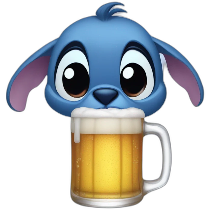 Stitch drinks beer emoji