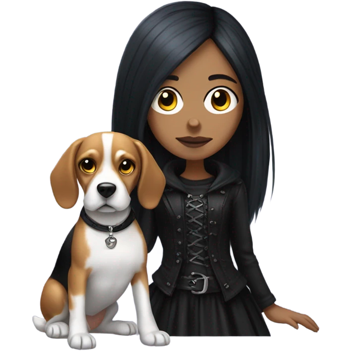 goth girl with beagle dog  emoji