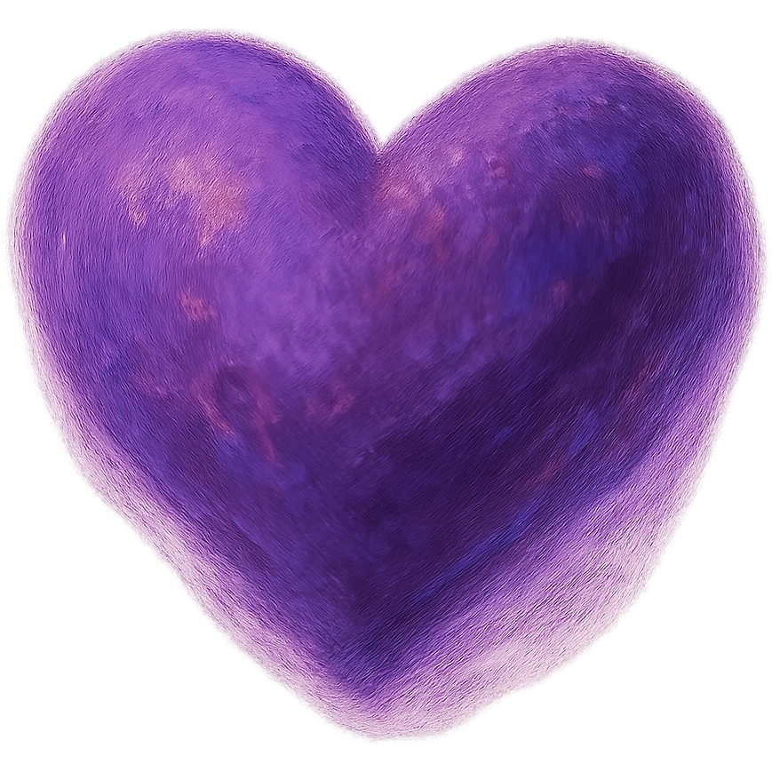 purple heart, ghibli style, painterly, no text, transparent background emoji
