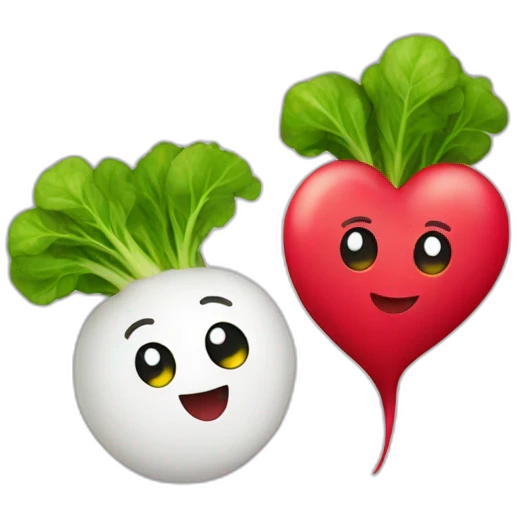 radish and love emoji