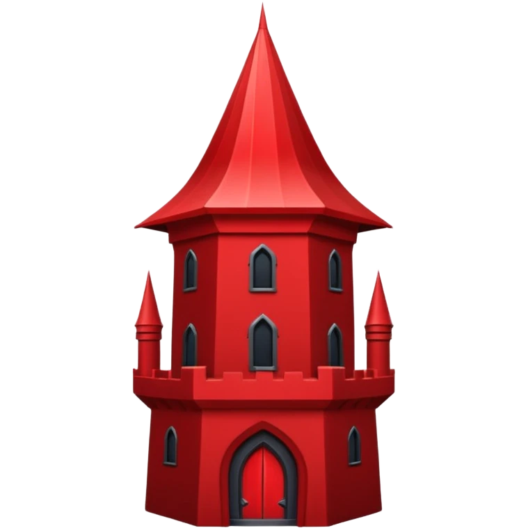 iOS sticker, dark fantasy tower, monochrome red, minimal emoji