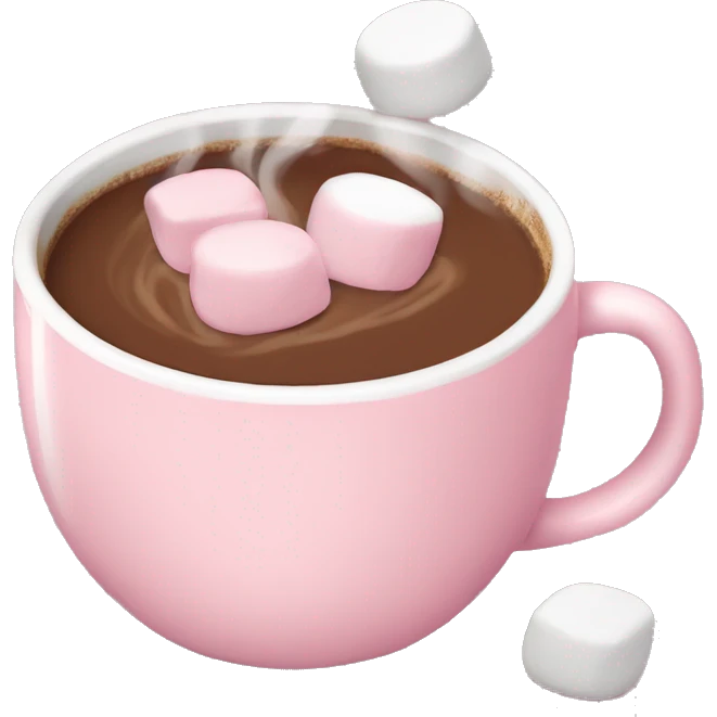 Light Pink mug of hot chocolate with marshmallows  emoji