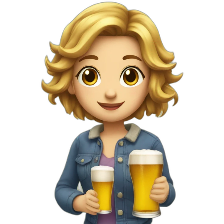 Lucie lucas avec une bière emoji