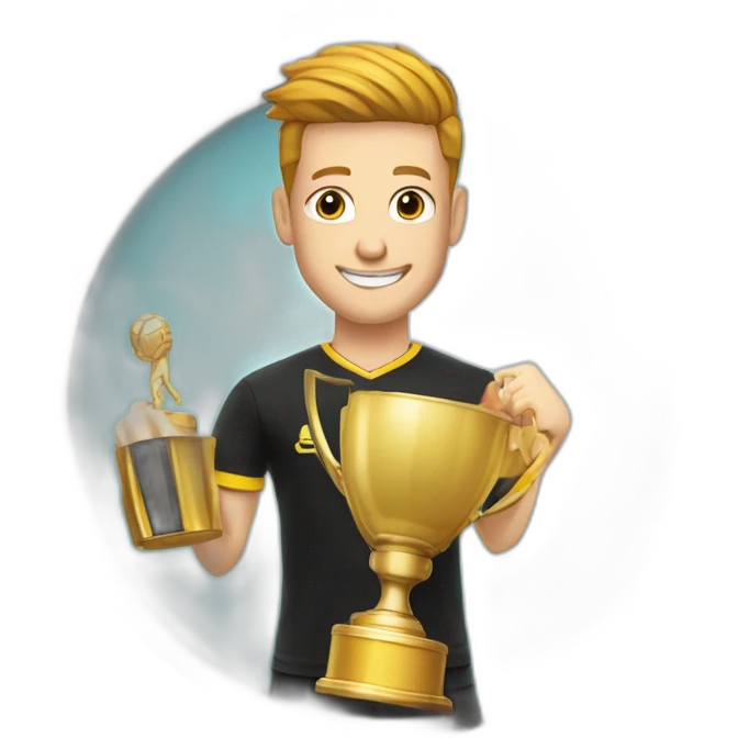marcos reus com um trofeu emoji