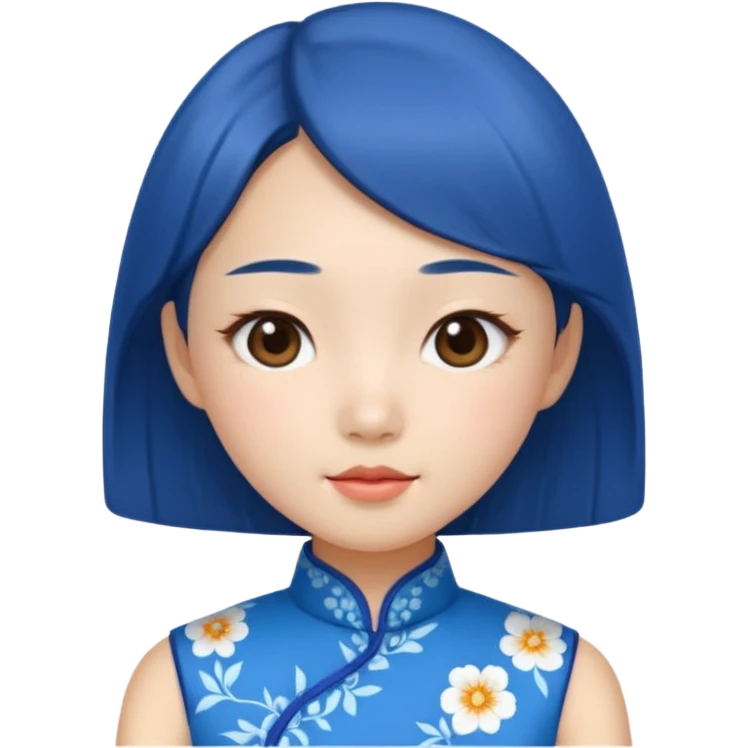 blue cheongsam girl, korean emoji