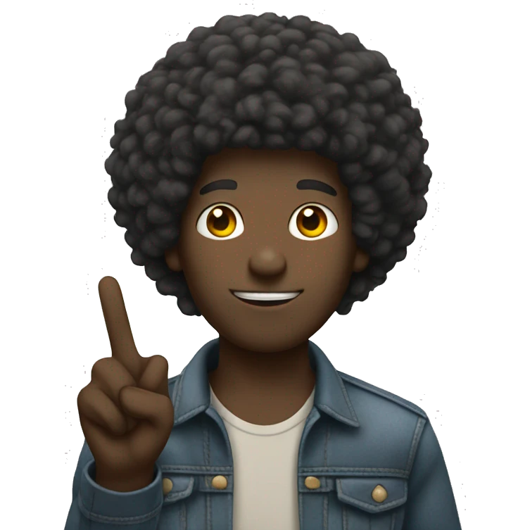 black guy with afro holding peace sign emoji
