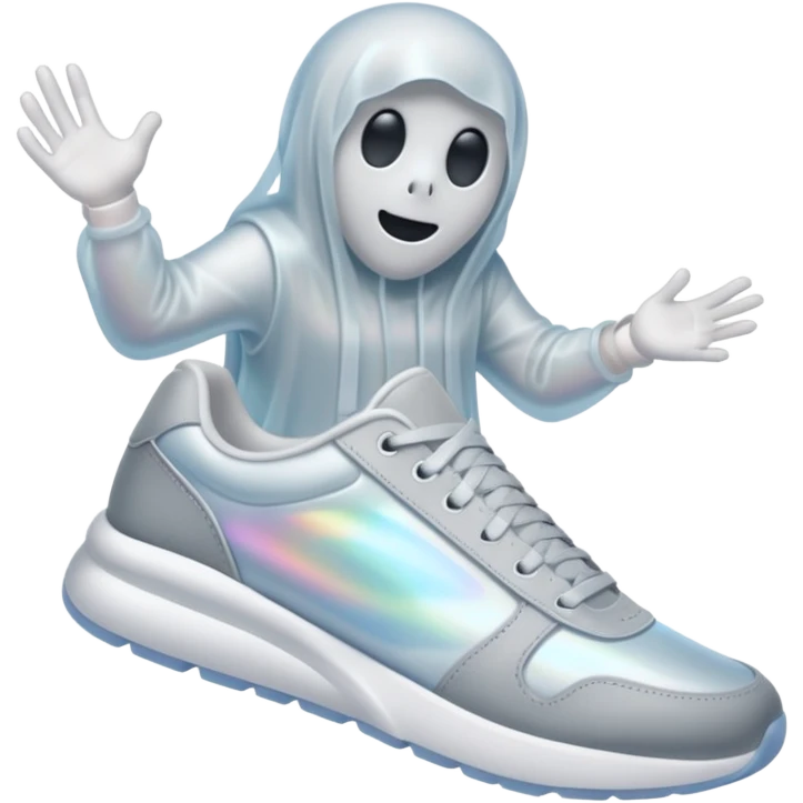 A holographic ghost wearing sneakers emoji