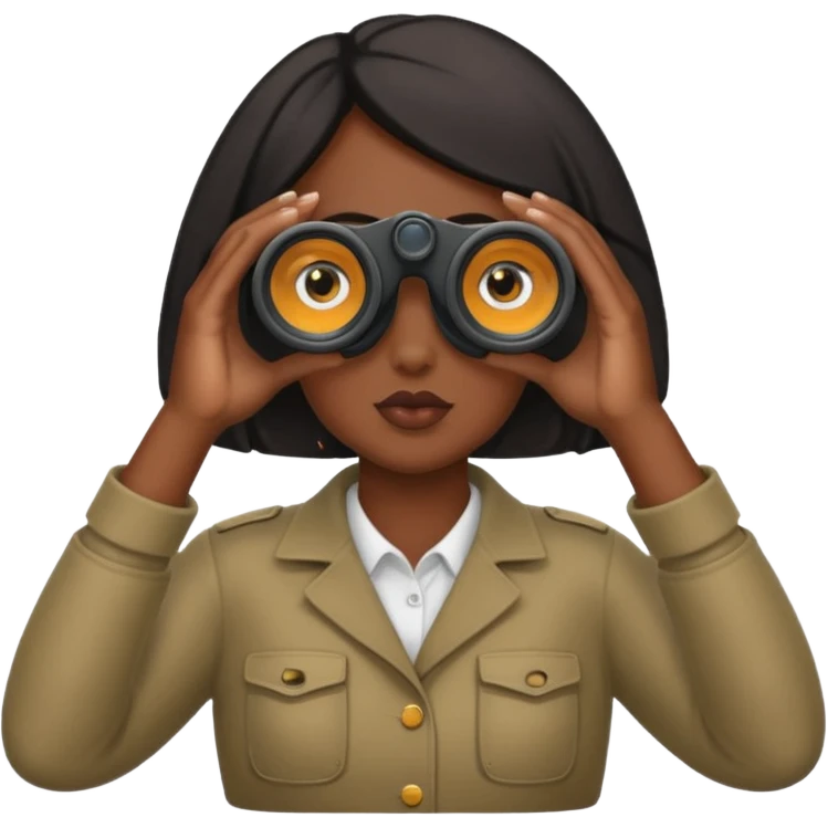 black heavy set girl looking through binoculars  emoji