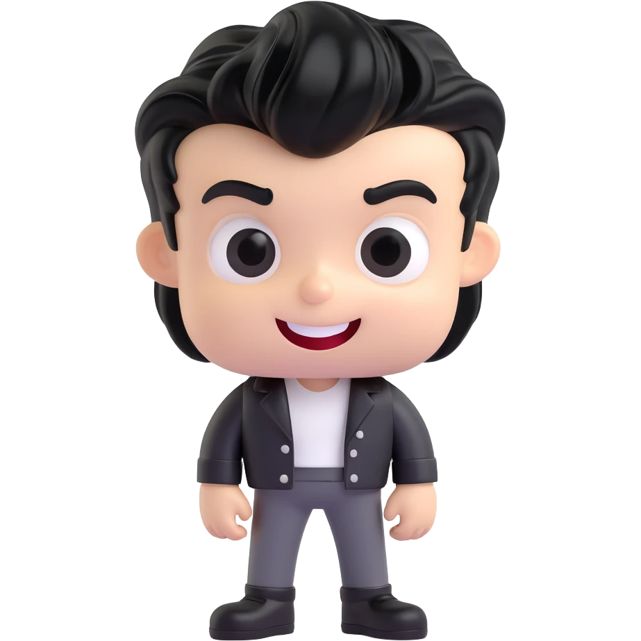 white tooth character with shiny black hair styled with gel, greaser look, expressive and fun emoji