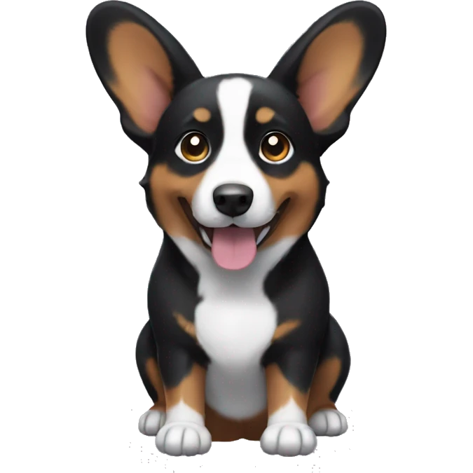 Black corgi with droppy ears  emoji