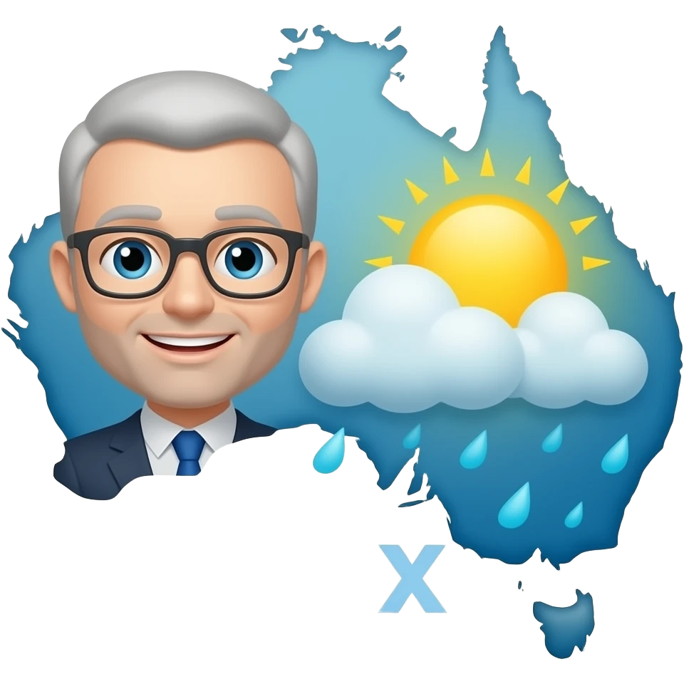 weatherman with Australia weather map emoji