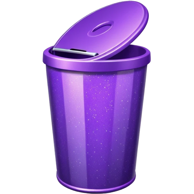 Glitter Purple and Cian  metal rubbish bin officer emoji