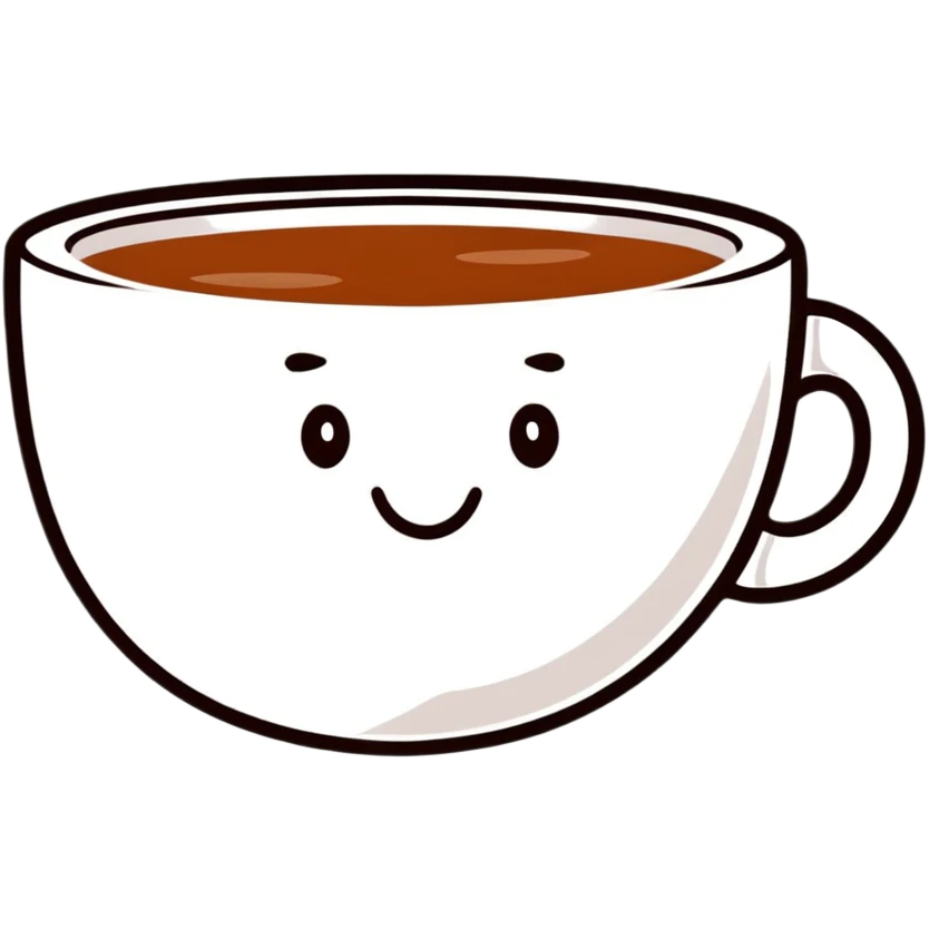Cute tea cup with a happy face emoji