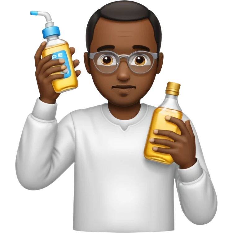 Diddy holding baby oil at a party emoji