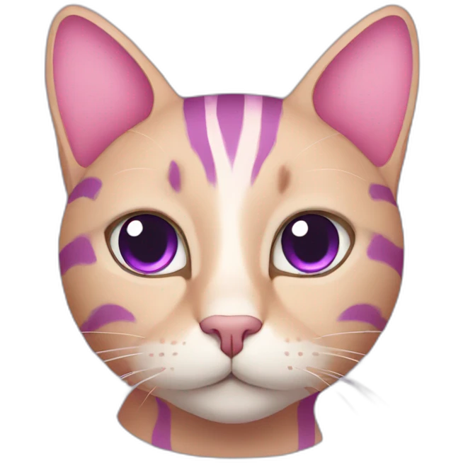 Purple cat with pink tabby stripes emoji