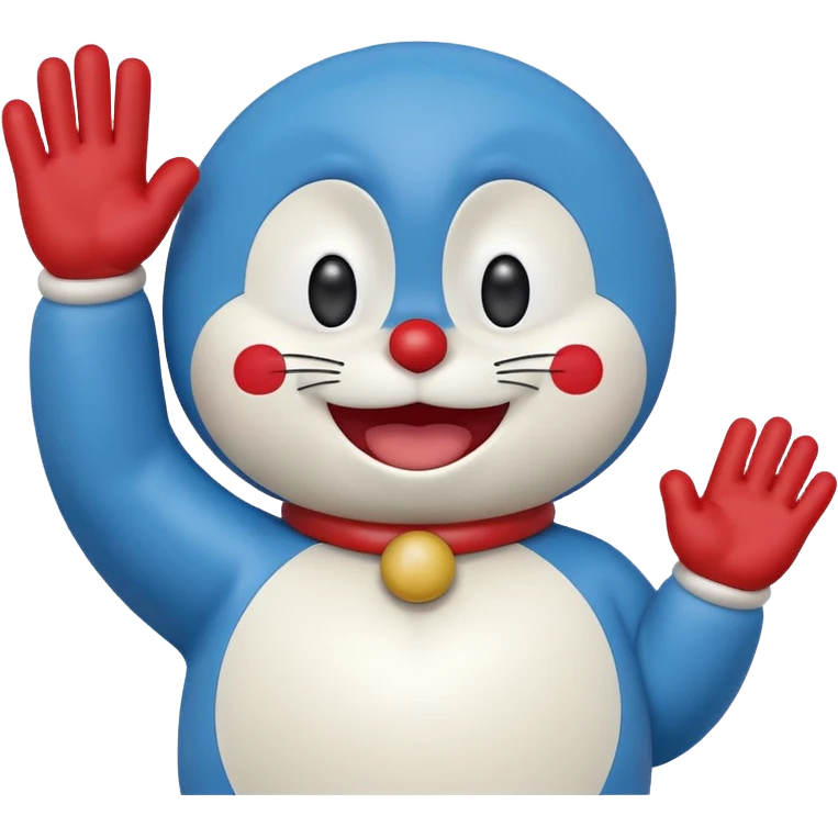 Doraemon, waving, cheerful expression emoji