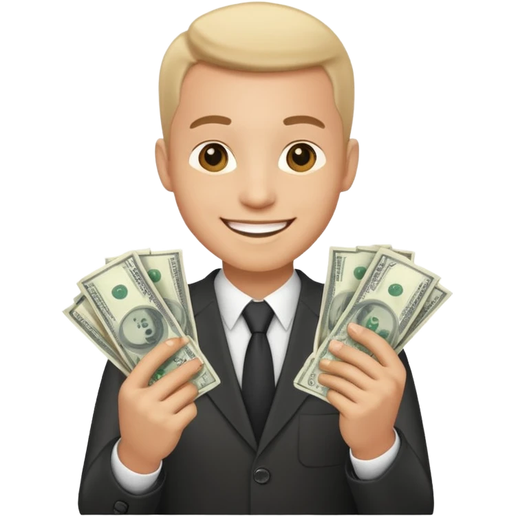 happy businessman with money emoji