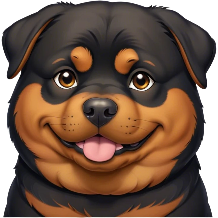 Cinematic Meme-Worthy Chubby Sleeping Rottweiler Portrait Emoji, Head resting peacefully with a contented smile, featuring a delightfully chubby build and a luxuriously soft black and tan coat, eyes shut in a serene nap, Simplified yet hilariously adorable features, highly detailed, glowing with a soft, drowsy light, high shine, relaxed and utterly lovable, stylized with an air of playful laziness, bright and endearing, soft glowing outline, capturing the essence of a comically sleepy guardian, so meme-worthy it feels like it could instantly become the next viral sensation of adorable slumber! emoji