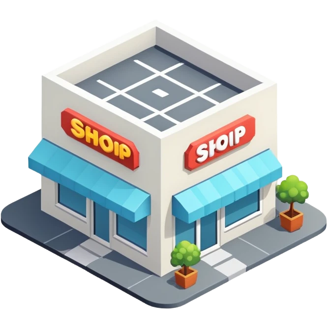 shop in isometric, simple design  emoji