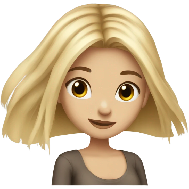 blonde straight hair, brown eyes girl, long hair emoji