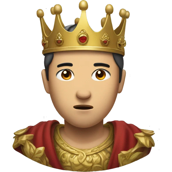 fair asian expressionless face wearing a king's crown emoji