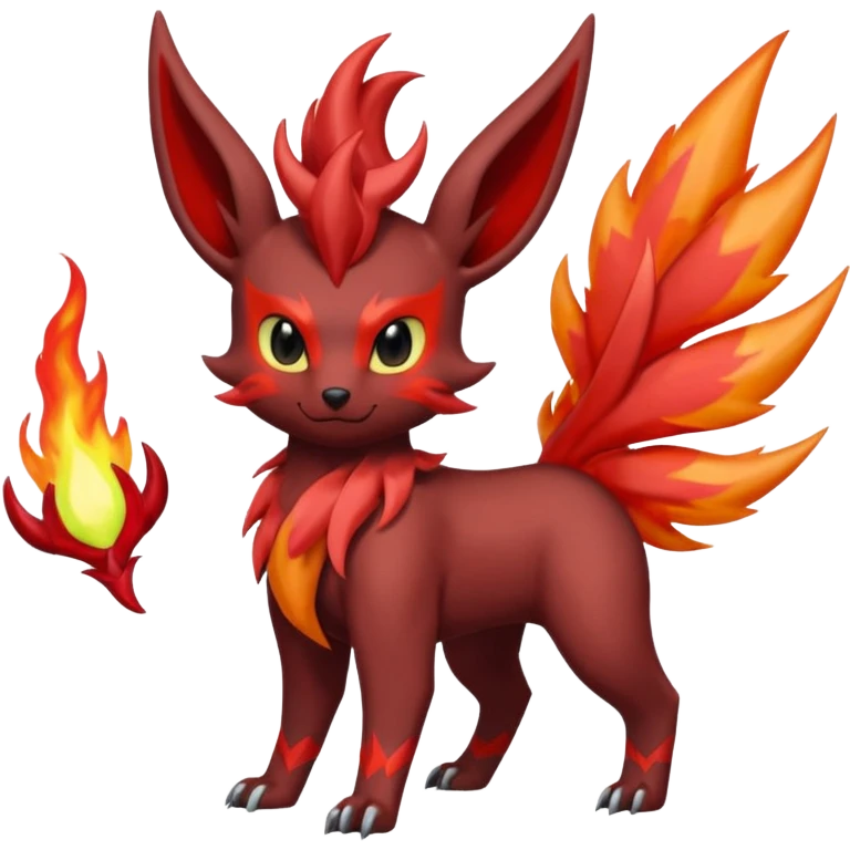 Pastel iridescent exotic colorful Darkrai-Scizor-Flareon-fusion with fiery horns and a Mohawk  emoji
