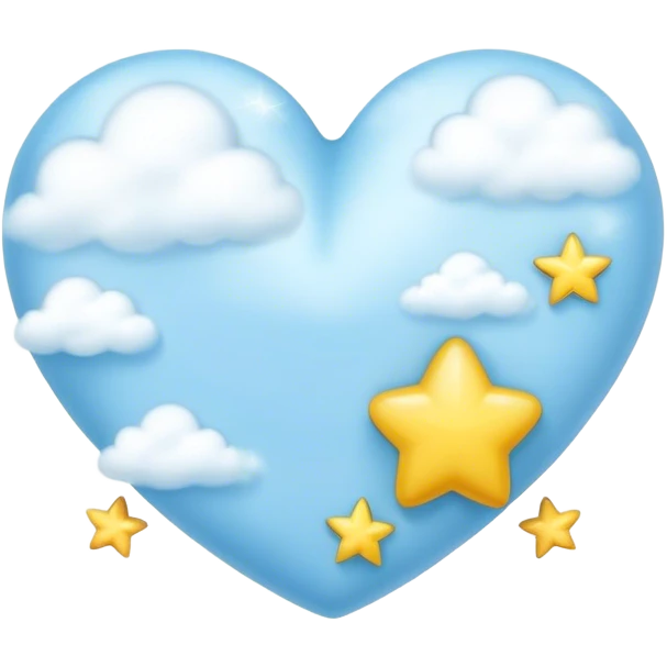 light blue heart with clouds and stars emoji
