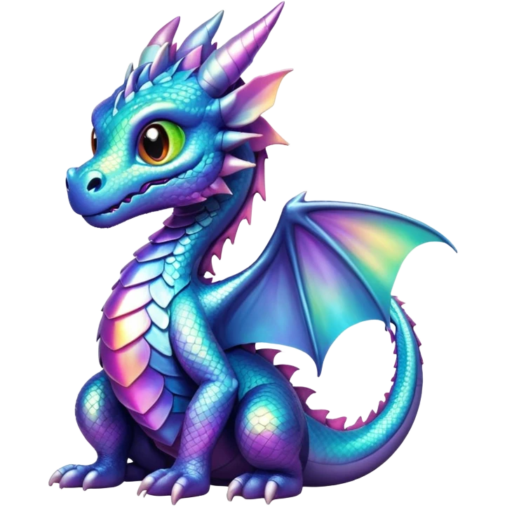 baby iridescent dragon sitting emoji
