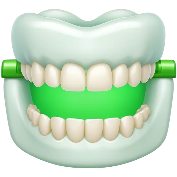 bright green dental braces on teeth emoji