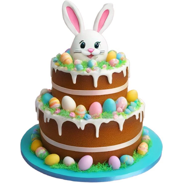 beautifully decorated 2 tier Easter bunny cake emoji