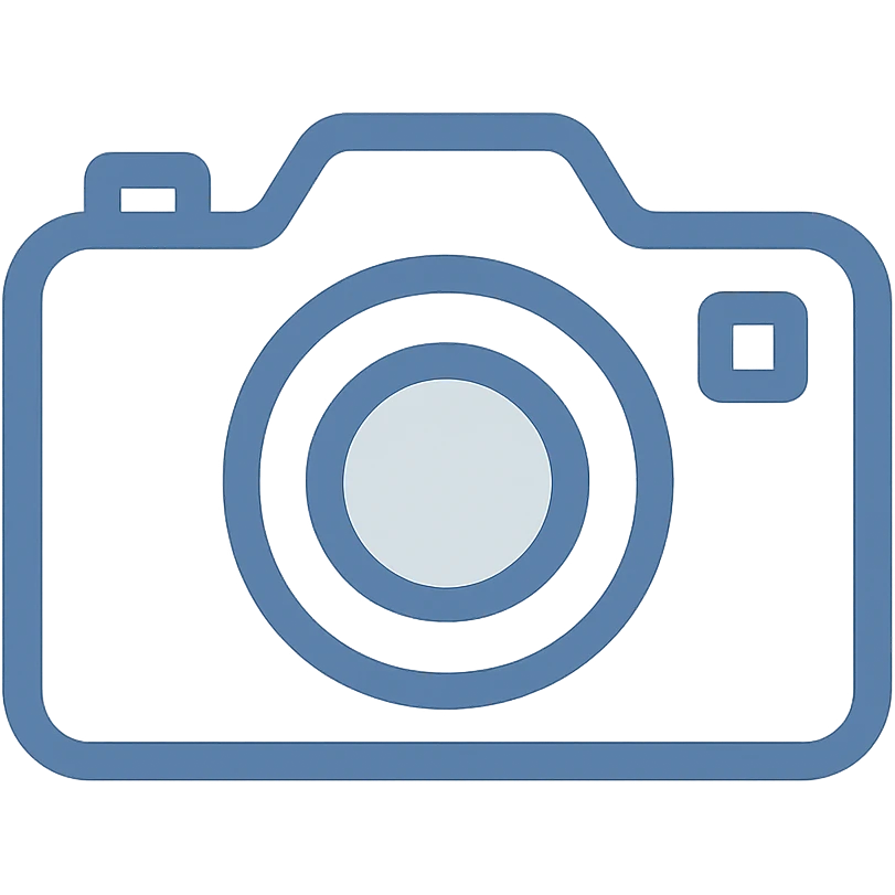 simple light coloured camera icon, minimal design, light blue and white, transparent background emoji