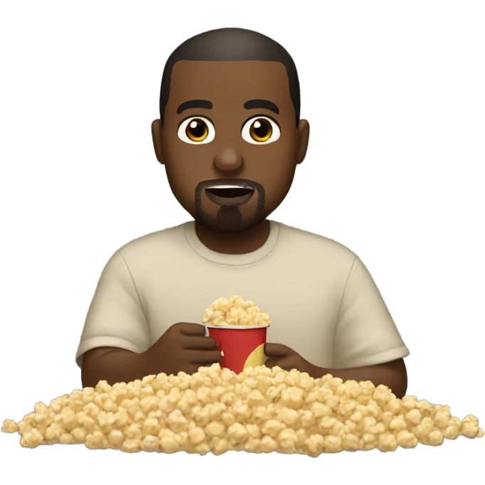 Kanye west eating popcorn with peanut butter emoji