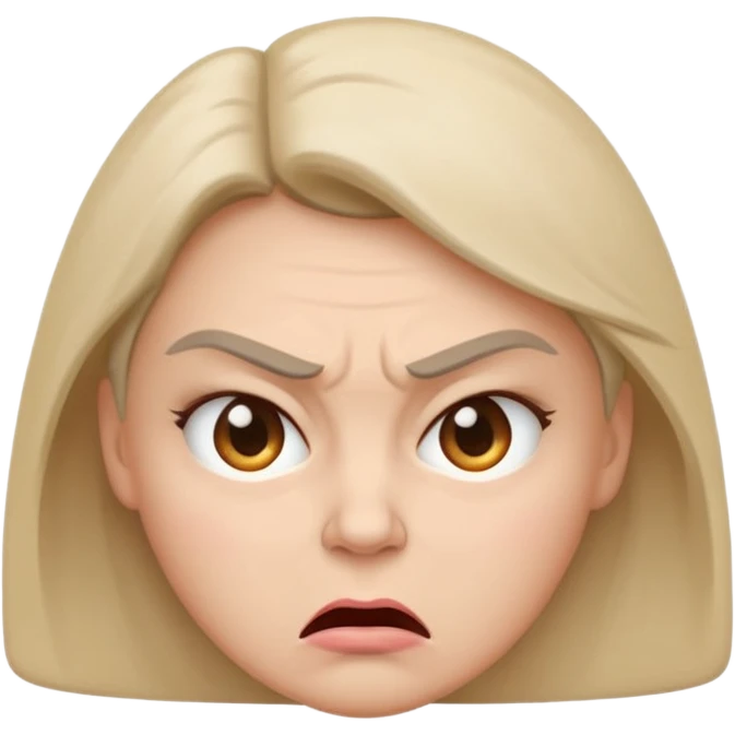 minimal flat emoji of an angry face,
slightly furrowed eyebrows,
tight lips but not angry,
emotion restrained and subtle,
soft pastel warm-gray tones,
emotional but calm design,
modern female health app style,
transparent background,
vector illustration
 emoji