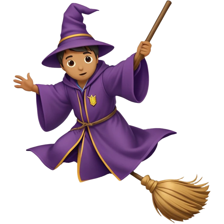 Hogwarts student in wizard robes falling off a broomstick emoji