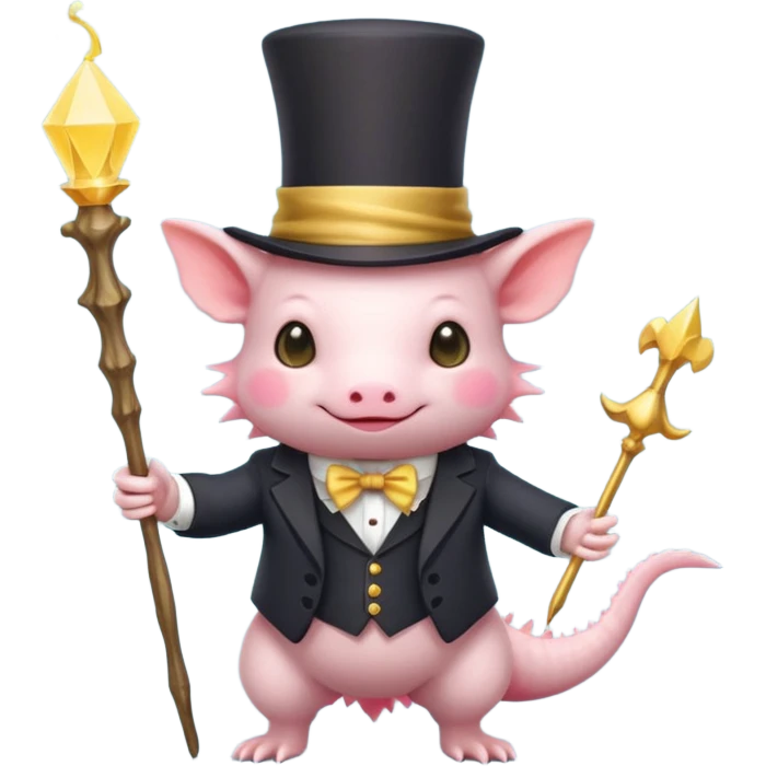 light yellow axolotl with magician hat emoji