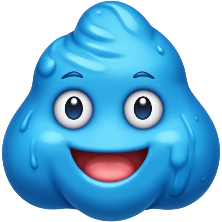 emoji con una textura irregular como un slime y con diferentes tonos de azul sin ojos emoji