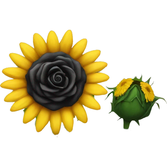 Black rose with a sunflower emoji