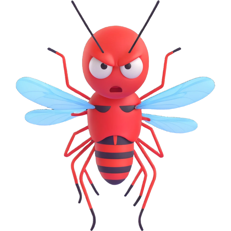 angry man looking at a mosquito emoji