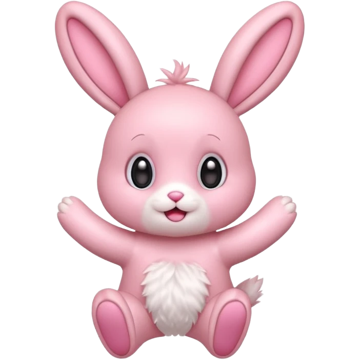Exited pink bunny, kawaii chibi fluffy ears and body jumping of excitement  emoji