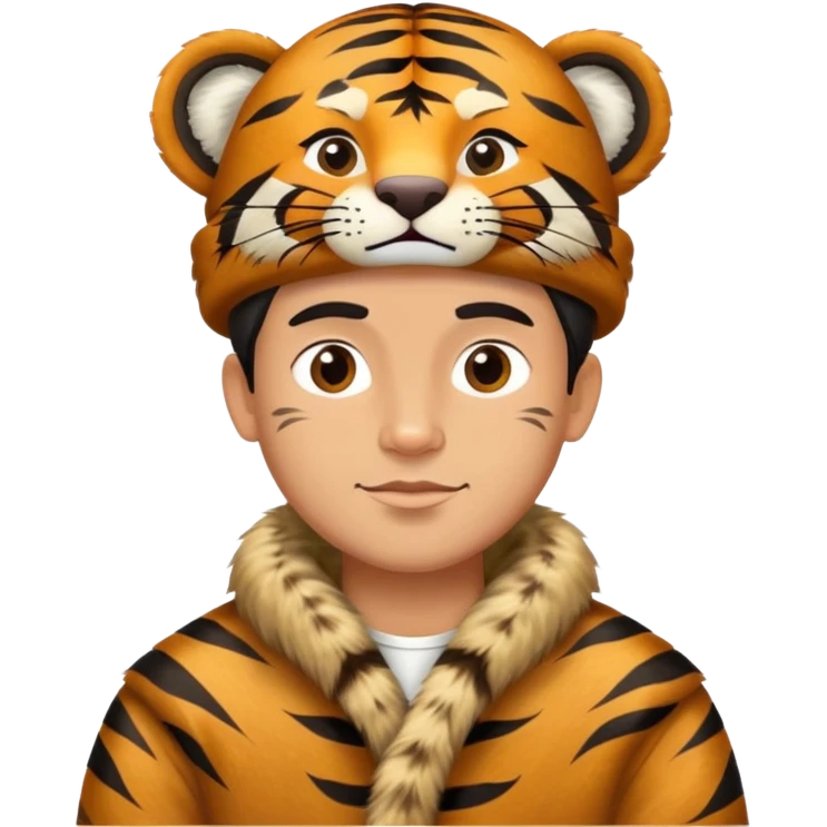Ancient Russian boyar tiger with fur coat and hat emoji