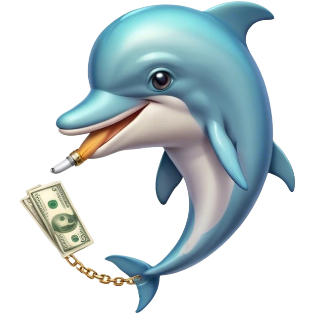Chill dolphin smoking with gold chain and money  emoji
