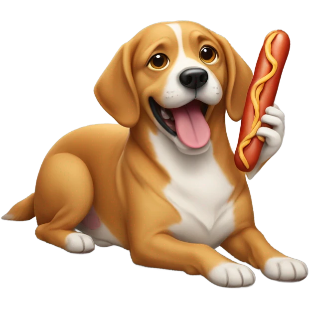dog with a massive hotdog emoji