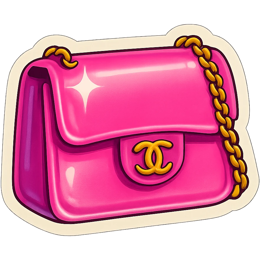 pink Chanel purse, bold and fun emoji