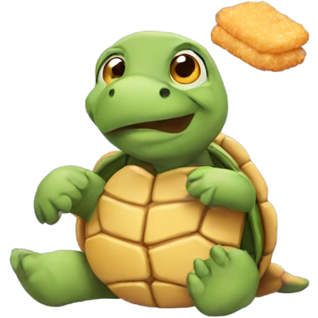 Turtle eating chicken nuggets  emoji
