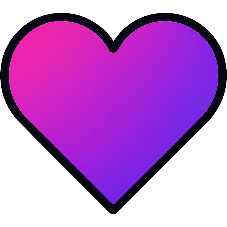 gradient heart icon blending magenta and violet, modern icon style, clean lines, no text emoji