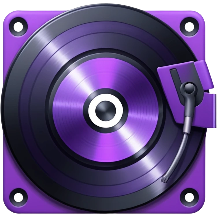 black pixelated record disc with a purple middle emoji