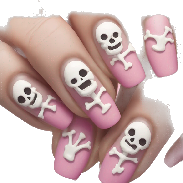 Skeleton hands bones with pink polish nails  emoji
