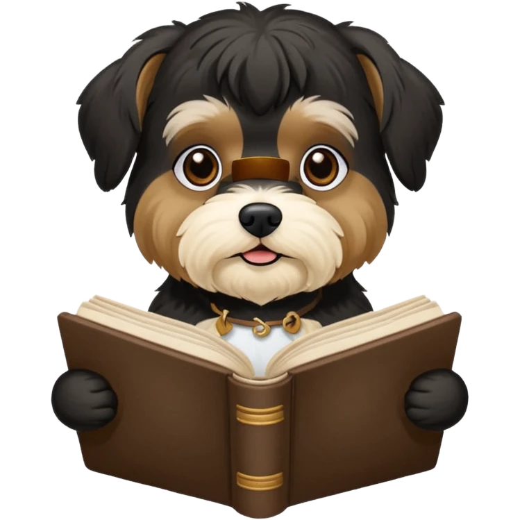 Black Havanese dog reading “mein kampf” emoji