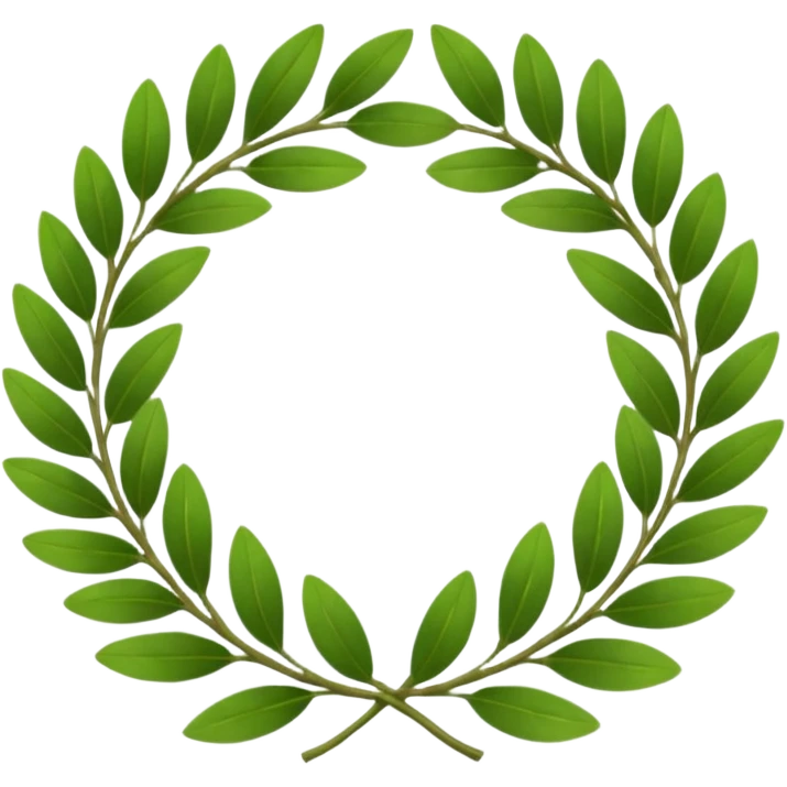 A classic green laurel wreath perfectly curved in a clean circular form. emoji