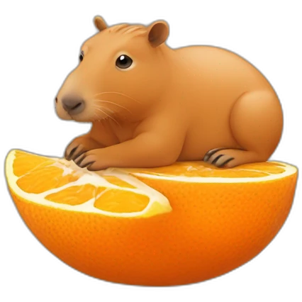 An orange sitting on capybara’s head emoji